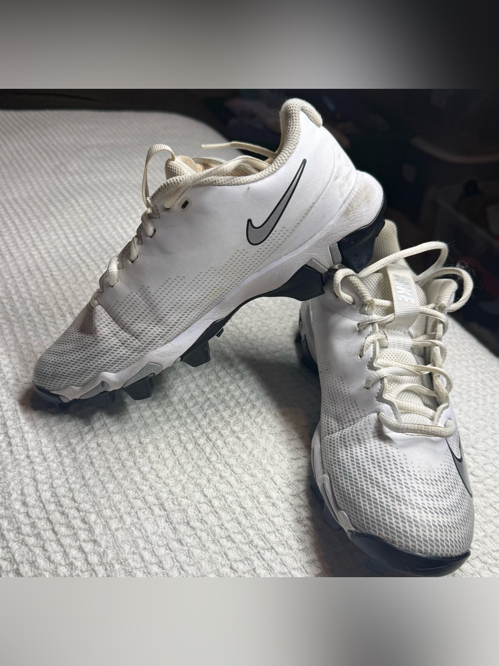 Nike Vapor Shark 3 Football Cleats Youth 6Y White Black